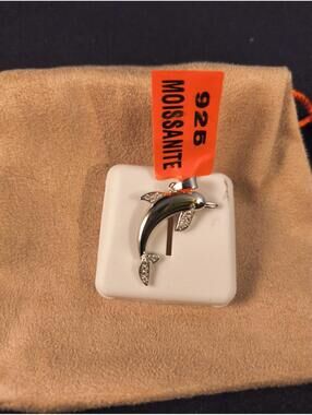Sterling Silver Moissenite Dolphin Pendant